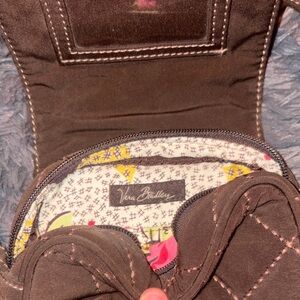 Vera Bradley Quilted Brown Wristlet